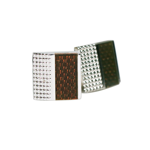 Fellini Cufflink Inlaid Tobacco