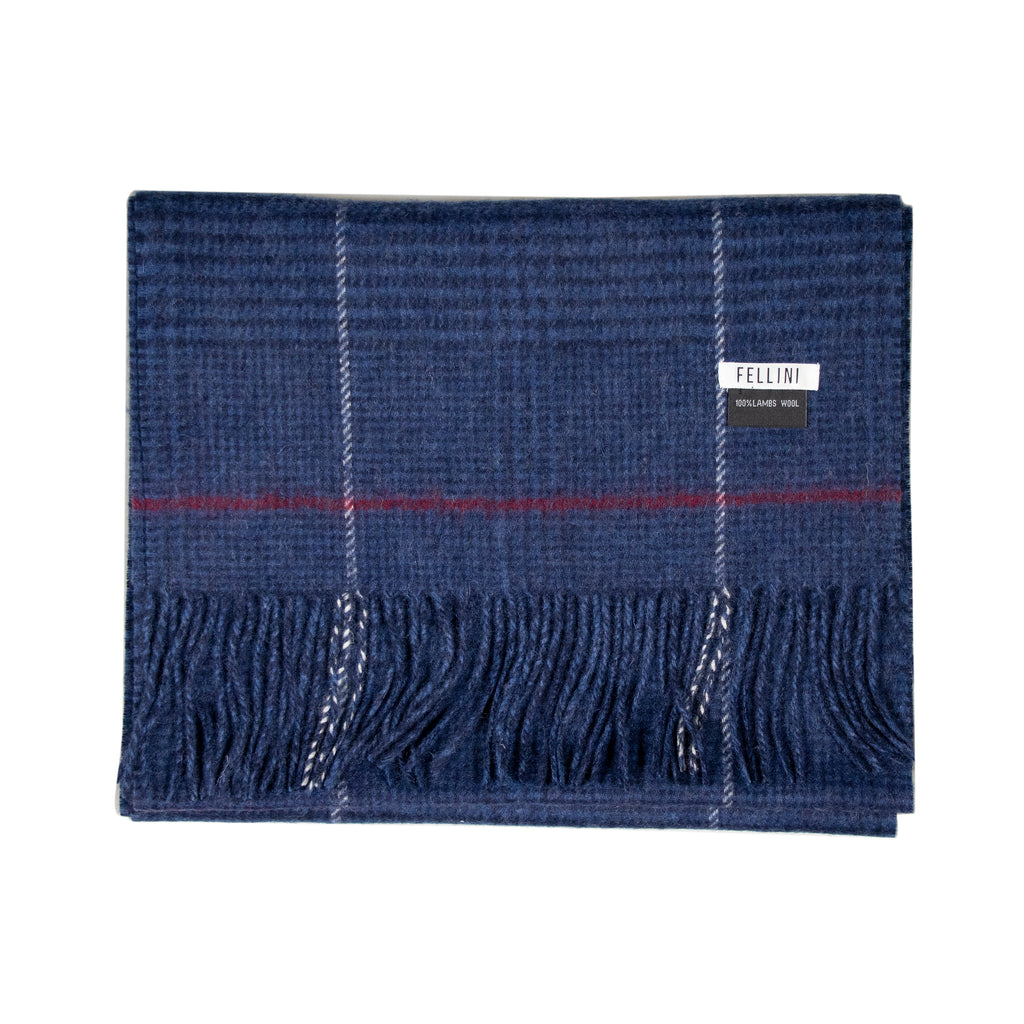 Scarf Lambswool Denim Plaid