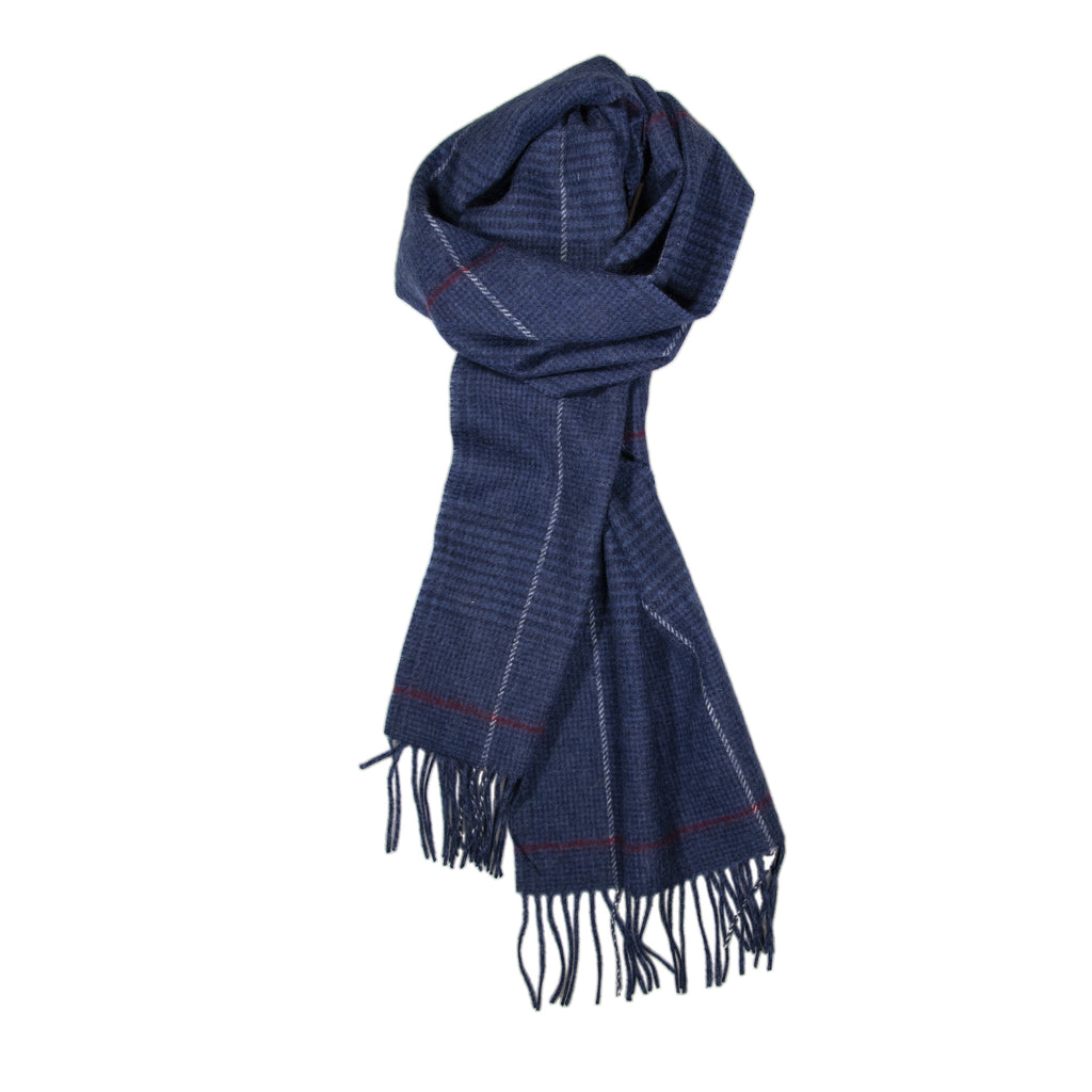 Scarf Lambswool Denim Plaid