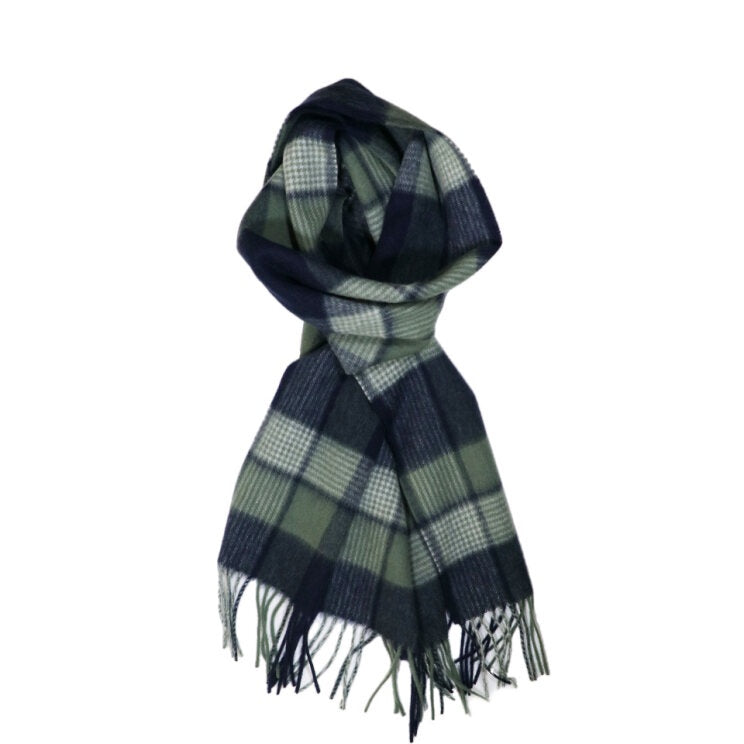 Scarf Lambswool Navy & Sage Check