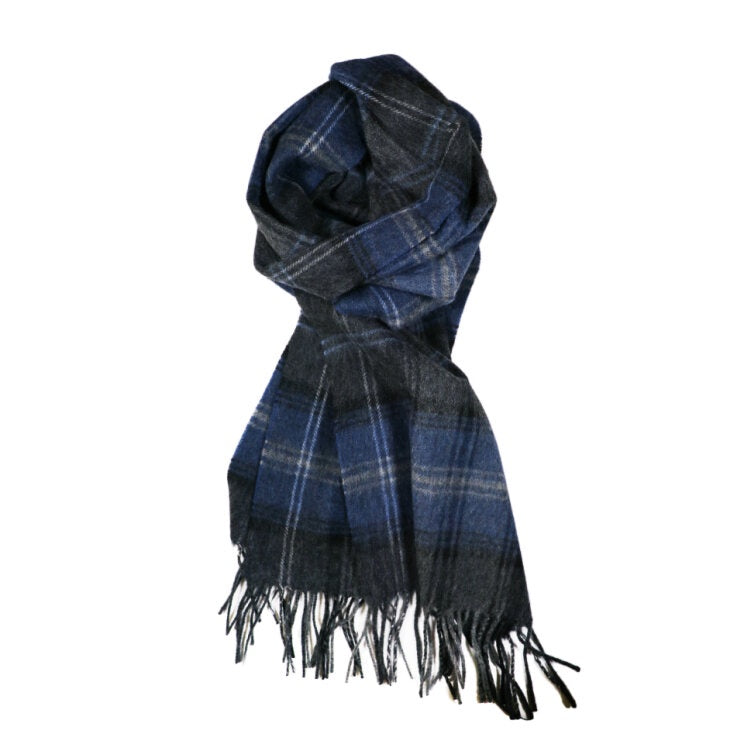 Scarf Lambswool Grey & Blue Check