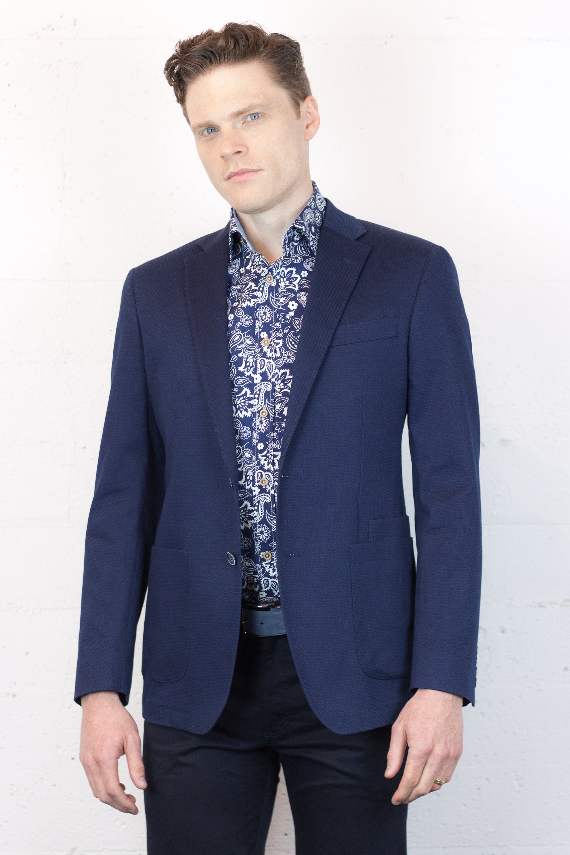 Unlined on sale navy blazer